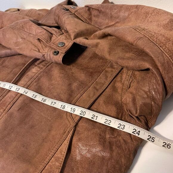 Vintage Cougar International Faded/Distressed Tan Leather Jacket Size XL - Picture 10 of 10